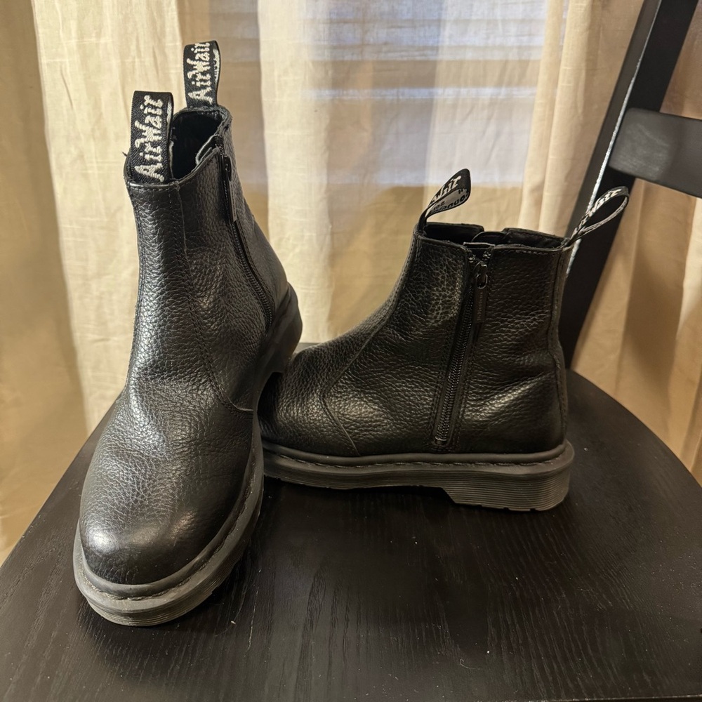 Dr. Martens Black Leather Chelsea Boots Size 38 US Size 7 Double Zip